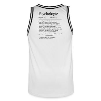 Unispruch "Psychologie" Geschenk, Studenten - Männer Basketball-Trikot - Weiß/Schwarz - Hinten - AI Model Male 185 dark (185cm)