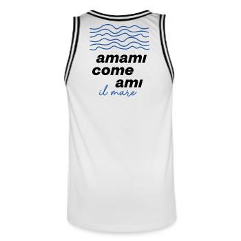 Vagues bleues La mer Design - Maillot de basket Homme - blanc/noir - Dos - AI Model Male 185 dark (185cm)