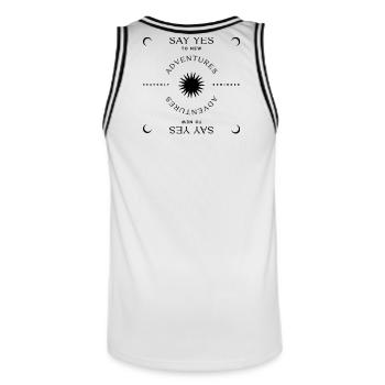 Say Yes to new Adventures - Männer Basketball-Trikot - Weiß/Schwarz - Hinten - AI Model Male 185 dark (185cm)