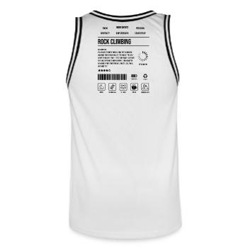 Description de l’escalade sur roche Icône de force - Maillot de basket Homme - blanc/noir - Dos - AI Model Male 185 dark (185cm)