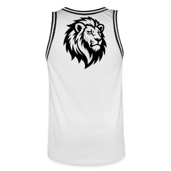 Majestic lion's head – symbol of power - Men's Basketball Jersey - white/black - Back - AI Model Male 185 dark (185cm)