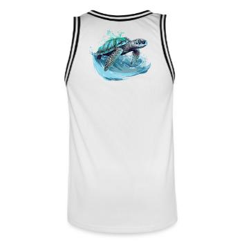 Danse des vagues de tortues néon - Maillot de basket Homme - blanc/noir - Dos - AI Model Male 185 dark (185cm)