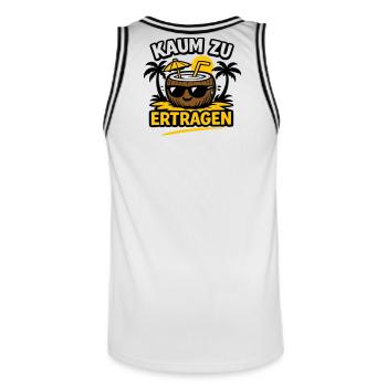 Kokosnuss Strandheld  - Männer Basketball-Trikot - Weiß/Schwarz - Hinten - AI Model Male 185 dark (185cm)