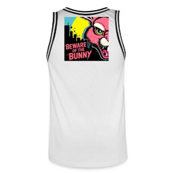Avertissement du lapin – Pop Art - Maillot de basket Homme - blanc/noir - Dos - AI Model Male 185 dark (185cm)