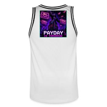 Payday Is Tomorrow Funny Meme - Men's Basketball Jersey - white/black - Back - AI Model Male 185 dark (185cm)