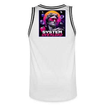 Vaporwave Synthwave Retro System Overload Art - Men's Basketball Jersey - white/black - Back - AI Model Male 185 dark (185cm)