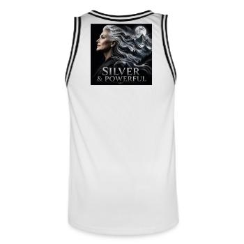 Proud Silver Sister Grey Hair Power - Men's Basketball Jersey - white/black - Back - AI Model Male 185 dark (185cm)