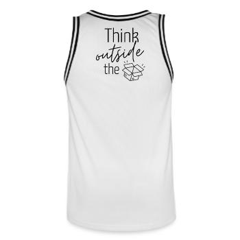 Ideenkiste - Think outside ... - Männer Basketball-Trikot - Weiß/Schwarz - Hinten - AI Model Male 185 dark (185cm)