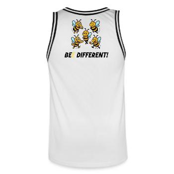BEE DIFFERENT! - Männer Basketball-Trikot - Weiß/Schwarz - Hinten - AI Model Male 185 dark (185cm)