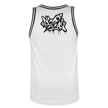Fusée graffiti en noir et blanc - Maillot de basket Homme - blanc/noir - Dos - AI Model Male 185 dark (185cm)