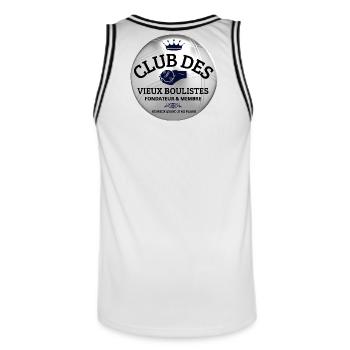 Pétanque, Pétanque-Fan, Bowler - Männer Basketball-Trikot - Weiß/Schwarz - Hinten - AI Model Male 185 dark (185cm)