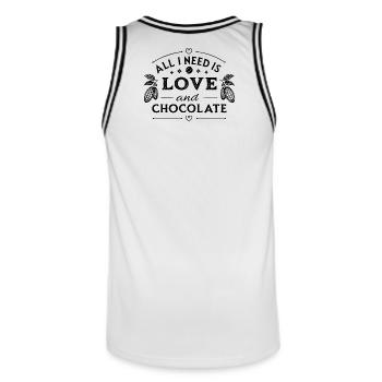 all i need is love and chocolate - Men's Basketball Jersey - white/black - Back - AI Model Male 185 dark (185cm)
