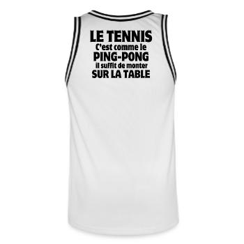 tennis, tennis humour, ping-pong - Maillot de basket Homme - blanc/noir - Dos - AI Model Male 185 dark (185cm)