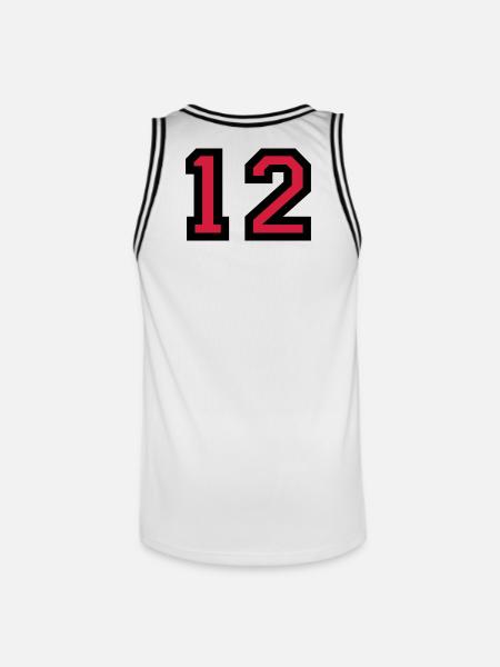 The number 12 - number twelve - Men's Basketball Jersey - white/black