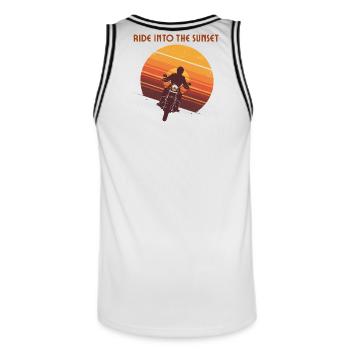 Motorcyclist in sunset - Men's Basketball Jersey - white/black - Back - AI Model Male 185 dark (185cm)