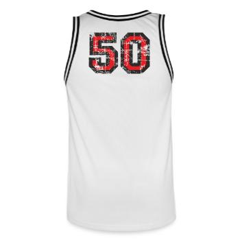 Nombre 50 Cinquante 50e Design Anniversaire - Maillot de basket Homme - blanc/noir - Dos - AI Model Male 185 dark (185cm)