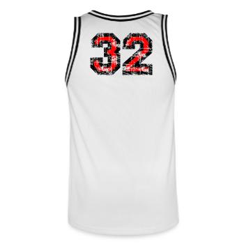 Zahl 32 (Vintage Rot 32. Geburtstag Nr. 32 - Männer Basketball-Trikot - Weiß/Schwarz - Hinten - AI Model Male 185 dark (185cm)