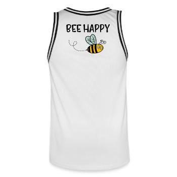 Bee Happy - Männer Basketball-Trikot - Weiß/Schwarz - Hinten - AI Model Male 185 dark (185cm)
