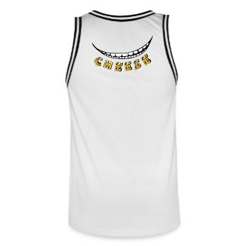 Cheese :) - Men's Basketball Jersey - white/black - Back - AI Model Male 185 dark (185cm)