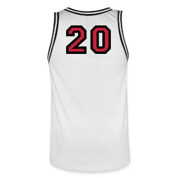 Le numéro 20 - nombre de vingt - Maillot de basket Homme - blanc/noir - Dos - AI Model Male 185 dark (185cm)