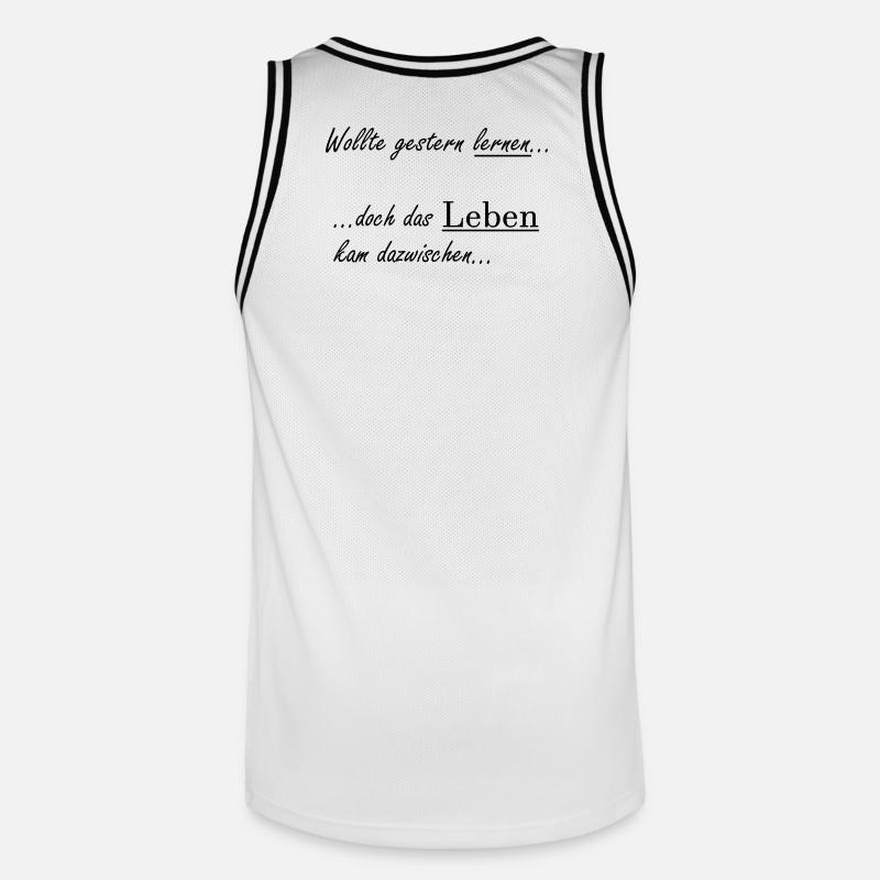 Unispruch "Wollte gestern lernen" Studenten - Männer Basketball-Trikot - Weiß/Schwarz