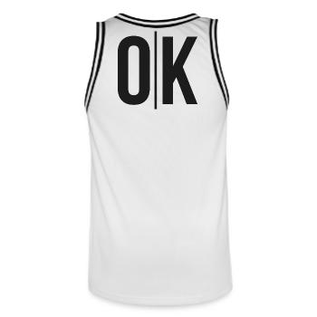 OK Split Monochrome Logo - Männer Basketball-Trikot - Weiß/Schwarz - Hinten - AI Model Male 185 dark (185cm)