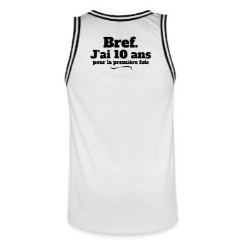 10 Jahre alter Geburtstag, Geburtstag, ich bin 10 Jahre alt - Männer Basketball-Trikot - Weiß/Schwarz - Hinten - AI Model Male 185 dark (185cm)