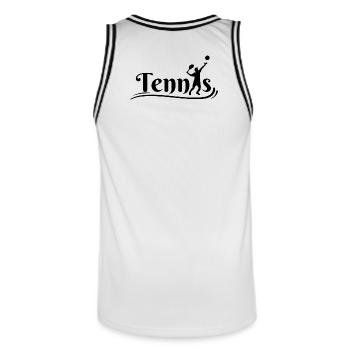 tennis, jouer au tennis, club de tennis - Maillot de basket Homme - blanc/noir - Dos - AI Model Male 185 dark (185cm)