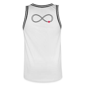 Signe infini coeur signe symbole cadeau amour - Maillot de basket Homme - blanc/noir - Dos - AI Model Male 185 dark (185cm)