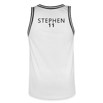 Dschungel Fan 2026  Karneval Kostüm STEPHEN Editio - Männer Basketball-Trikot - Weiß/Schwarz - Hinten - AI Model Male 185 dark (185cm)