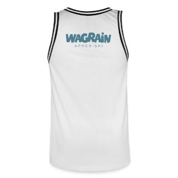 Wagrain Après-Ski Wintersport (Blau) - Männer Basketball-Trikot - Weiß/Schwarz - Hinten - AI Model Male 185 dark (185cm)