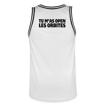 Open your eyes, tell the truth - Men's Basketball Jersey - white/black - Back - AI Model Male 185 dark (185cm)