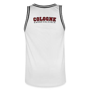 Cologne Karnevalsjeck (Red) Köln Kölsch Karneval - Men's Basketball Jersey - white/black - Back - AI Model Male 185 dark (185cm)