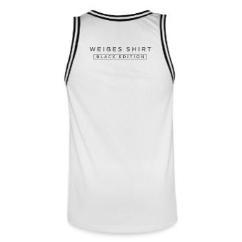 Weißes T-Shirt Black Edition - Männer Basketball-Trikot - Weiß/Schwarz - Hinten - AI Model Male 185 dark (185cm)