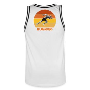 athlétisme, sprint, course à pied - Maillot de basket Homme - blanc/noir - Dos - AI Model Male 185 dark (185cm)