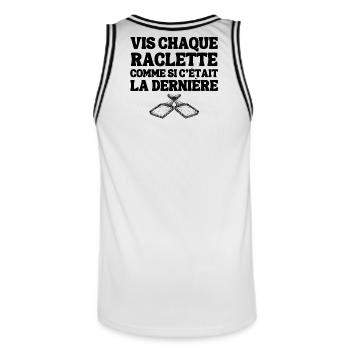 raclette, fromage, fromage fondu - Maillot de basket Homme - blanc/noir - Dos - AI Model Male 185 dark (185cm)