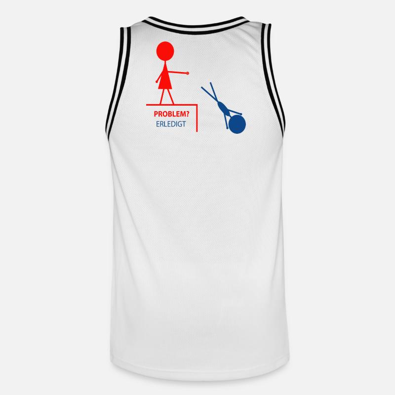 Lustiger Spruch– Problem? Erledigt! - Männer Basketball-Trikot - Weiß/Schwarz