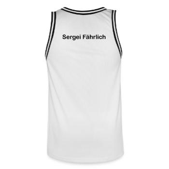Sergei Fährlich - Männer Basketball-Trikot - Weiß/Schwarz - Hinten - AI Model Male 185 dark (185cm)