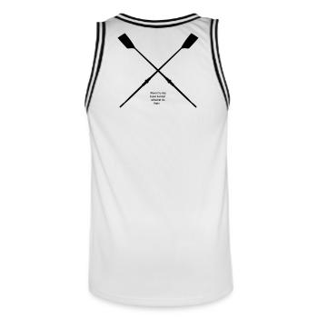 Rudershirt mit Sehtest - Männer Basketball-Trikot - Weiß/Schwarz - Hinten - AI Model Male 185 dark (185cm)