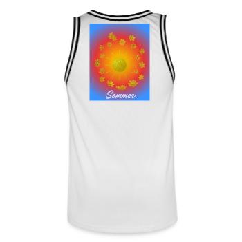Sommer Sonne Glitzerblumen Muster - Männer Basketball-Trikot - Weiß/Schwarz - Hinten - AI Model Male 185 dark (185cm)