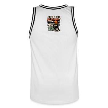 Keine Liege dann halt Loch - Männer Basketball-Trikot - Weiß/Schwarz - Hinten - AI Model Male 185 dark (185cm)