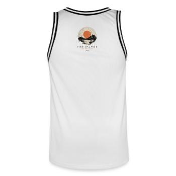Find Balance – Vintage Mountain Sunset - Männer Basketball-Trikot - Weiß/Schwarz - Hinten - AI Model Male 185 dark (185cm)