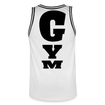 Gym Backprint Fitness Fitnessstudio Training - Männer Basketball-Trikot - Weiß/Schwarz - Hinten - AI Model Male 185 dark (185cm)