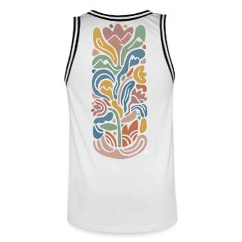 Abstract Blossom - Männer Basketball-Trikot - Weiß/Schwarz - Hinten - AI Model Male 185 dark (185cm)