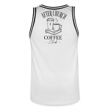 Church Coffee - Männer Basketball-Trikot - Weiß/Schwarz - Hinten - AI Model Male 185 dark (185cm)