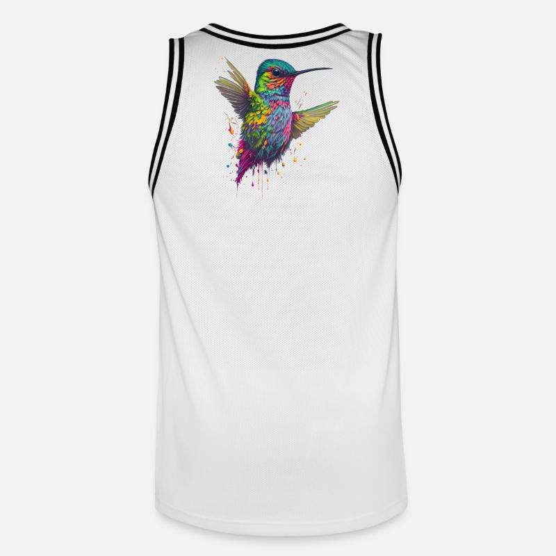 Explosion de couleurs Hummingbird Artwork - Maillot de basket Homme - blanc/noir