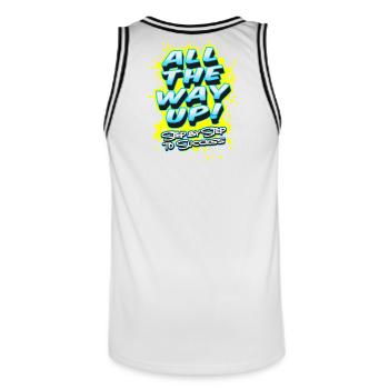 All The Way Up - Step By Step To Success - Männer Basketball-Trikot - Weiß/Schwarz - Hinten - AI Model Male 185 dark (185cm)