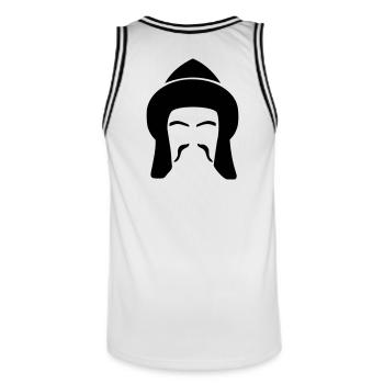 Türk - Männer Basketball-Trikot - Weiß/Schwarz - Hinten - AI Model Male 185 dark (185cm)