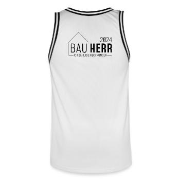 Bauherr 2024 - Ich zahl die Rechnungen - Männer Basketball-Trikot - Weiß/Schwarz - Hinten - AI Model Male 185 dark (185cm)