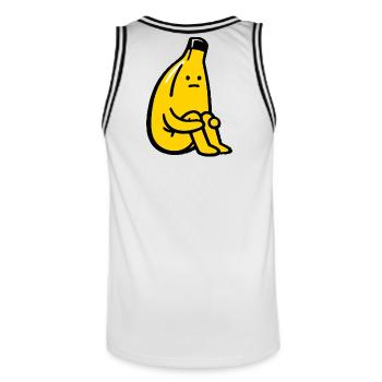 Bananenliebhaber Humorfrucht - Männer Basketball-Trikot - Weiß/Schwarz - Hinten - AI Model Male 185 dark (185cm)